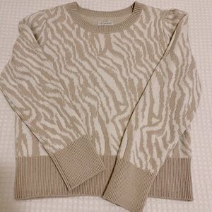 Lucky Brand Tan Zebra Print Puff Shoulder Sweater